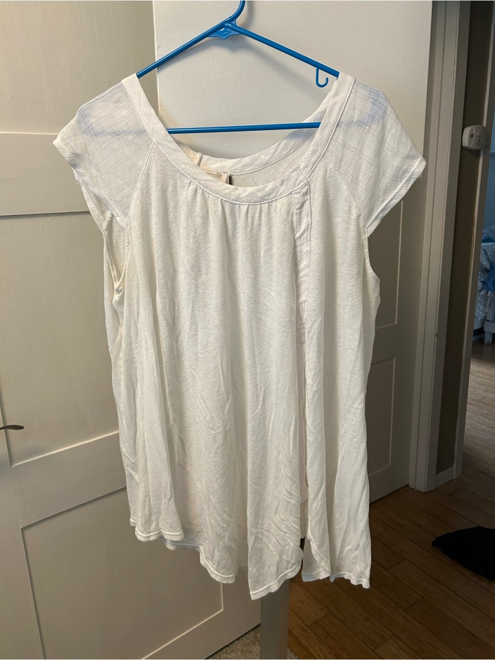 Free People Cream Scoop Neck Short Sleeve Tunic